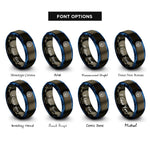 font options for inside engraving on gunmetal & blue spiral center dot rings