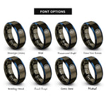 font options for inside engraving on gunmetal & blue spiral center dot rings