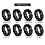 font options for inside engraving on black spiral circle rings