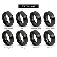 font options for inside engraving on black spiral circle rings