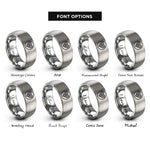 font options for inside engraving on grey spiral circle rings
