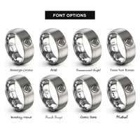 font options for inside engraving on grey spiral circle rings