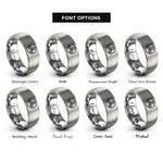 font options for inside engraving on gray spiral circle rings