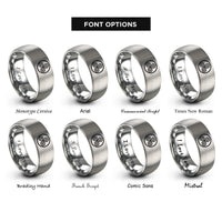 font options for inside engraving on gray spiral circle rings