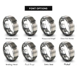font options for inside engraving on silver spiral circle rings