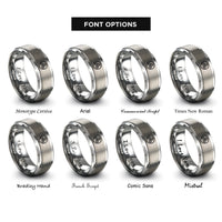 font options for inside engraving on silver spiral circle rings