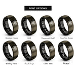 font options for inside engraving on gunmetal & black spiral circle rings