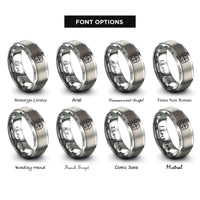 font options for inside engraving on gray spiral contours rings
