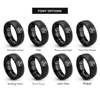 font options for inside engraving on black spiral dots rings