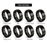 font options for inside engraving on black spiral dots rings