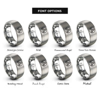 font options for inside engraving on gray spiral dots rings