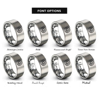 font options for inside engraving on grey spiral galaxy rings