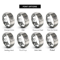 font options for inside engraving on gray spiral galaxy rings