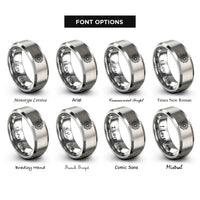 font options for inside engraving on gray spiral galaxy rings