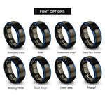 font options for inside engraving on gunmetal & blue spiral galaxy rings