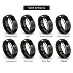 font options for inside engraving on black & gray spiral goddess rings