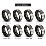 font options for inside engraving on black & gray spiral goddess rings