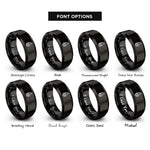 font options for inside engraving on black spiral goddess rings