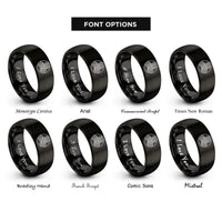 font options for inside engraving on black spiral knot rings