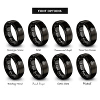 font options for inside engraving on black spiral knot rings