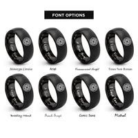 font options for inside engraving on black spiral knot rings