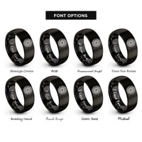 font options for inside engraving on black spiral knot rings