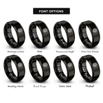font options for inside engraving on black spiral knot rings