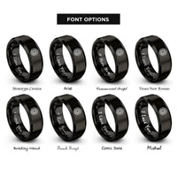 font options for inside engraving on black spiral knot rings