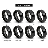 font options for inside engraving on black spiral knot rings