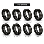 font options for inside engraving on black spiral knot circle rings