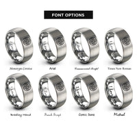 font options for inside engraving on gray spiral knot circle rings