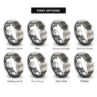 font options for inside engraving on gray spiral knot circle rings