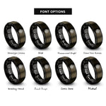 font options for inside engraving on gunmetal & black spiral knot circle rings