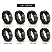 font options for inside engraving on gunmetal & black spiral knot circle rings