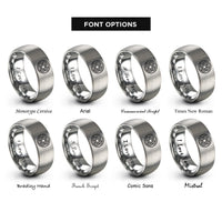 font options for inside engraving on grey spiral knot rings