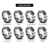 font options for inside engraving on gray spiral knot rings