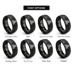 font options for inside engraving on black spiral knot triskele rings