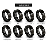 font options for inside engraving on black spiral knot triskele rings