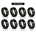 font options for inside engraving on black spiral knot triskele rings