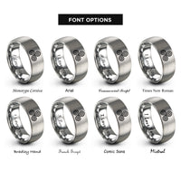 font options for inside engraving on gray spiral knot triskele rings