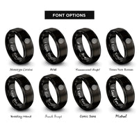 font options for inside engraving on black spiral labyrinth rings