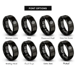 font options for inside engraving on black spiral labyrinth rings