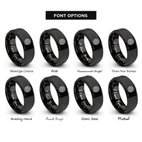 font options for inside engraving on black spiral labyrinth rings