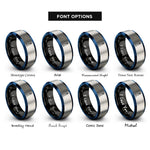 font options for inside engraving on black & blue & silver spiral lighthouse rings