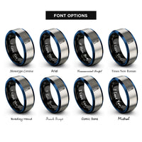 font options for inside engraving on black & blue & silver spiral lighthouse rings