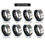 font options for inside engraving on black & blue & silver spiral lighthouse rings