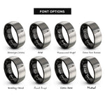 font options for inside engraving on black & silver spiral lighthouse rings