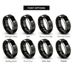 font options for inside engraving on black & gray spiral potato rings