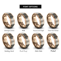 font options for inside engraving on rose gold spiral potato rings