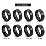 font options for inside engraving on black spiral roots rings